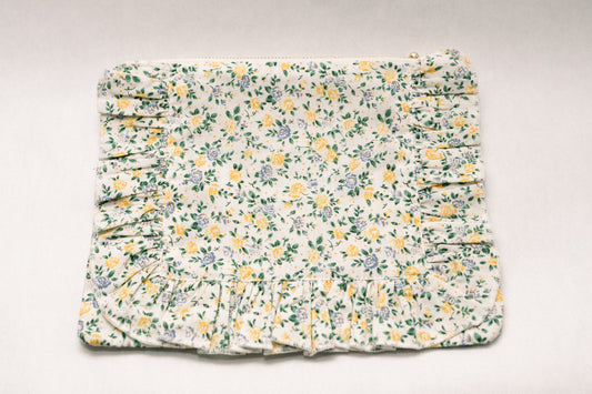 Buttercup Bloom | Timeless Floral Ruffle Zipper Pouch