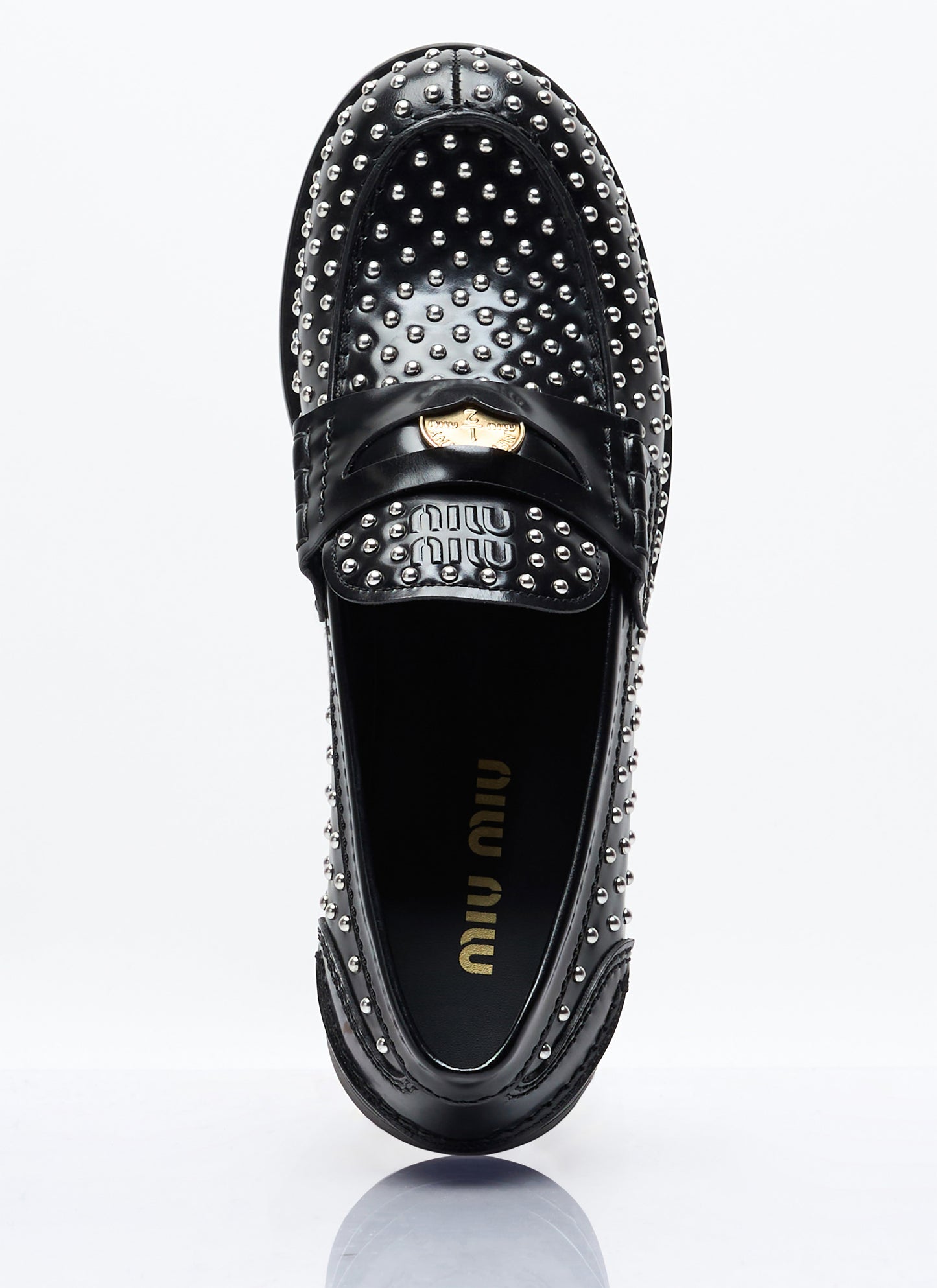 Miu Miu Women Studded Leather Loafers