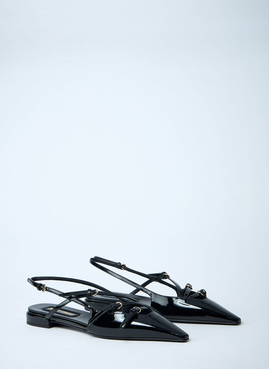 Miu Miu Women Patent Leather Slingback Ballerina Flats