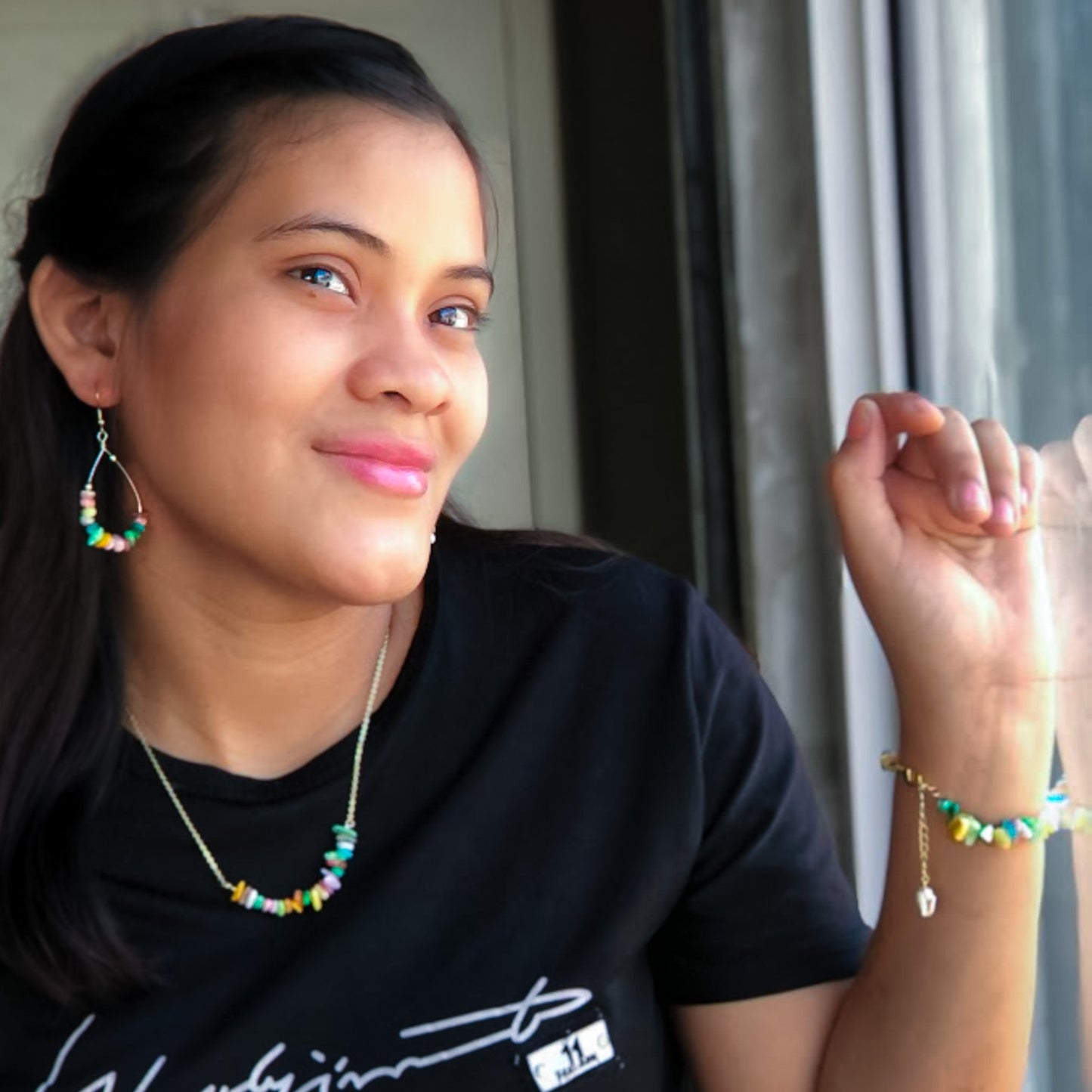 Sugar Rush Necklace Mother Of Pearl Gold Plated Bar Limited