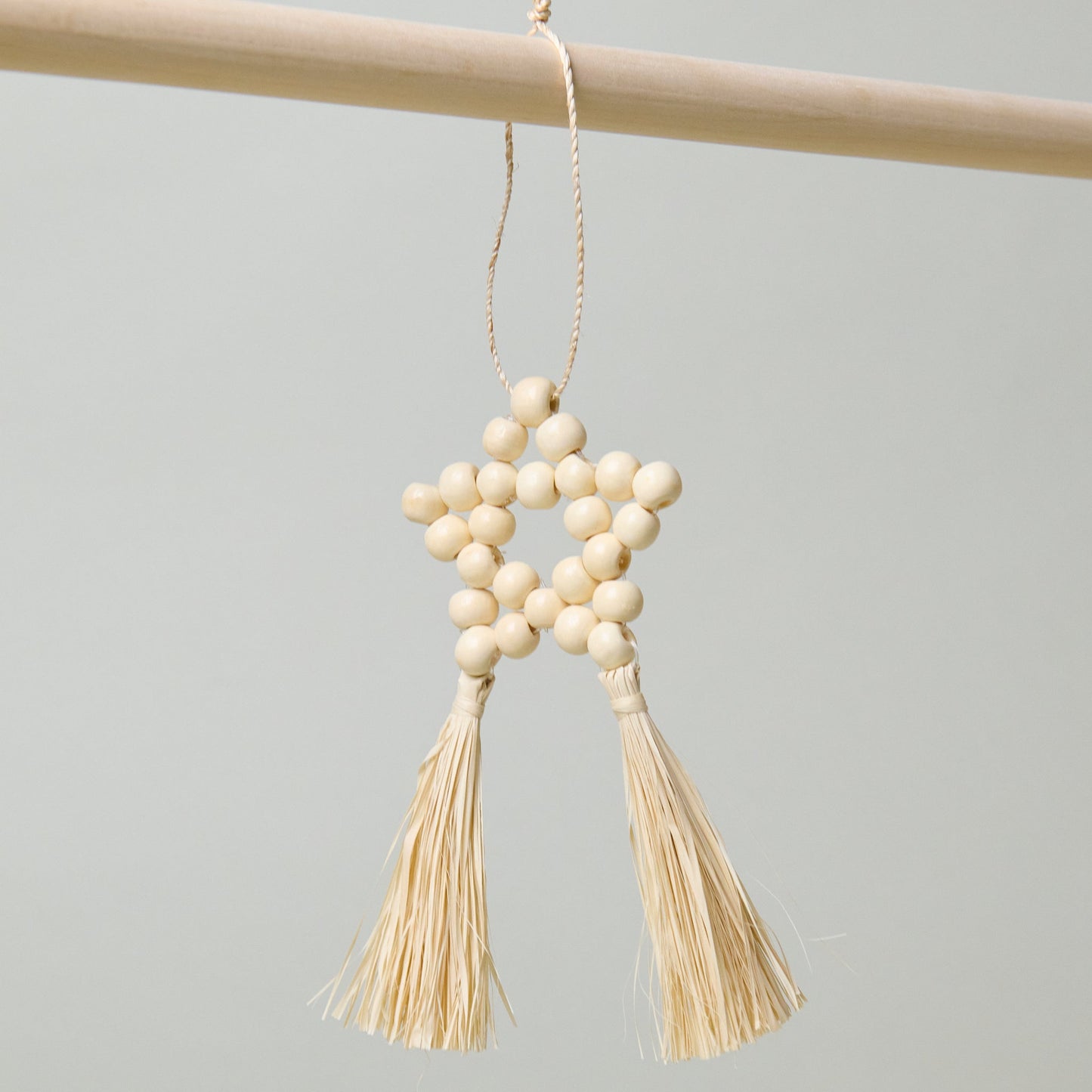 Beaded Parol Star Ornament, Natural