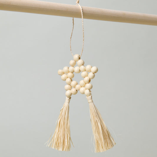 Beaded Parol Star Ornament, Natural