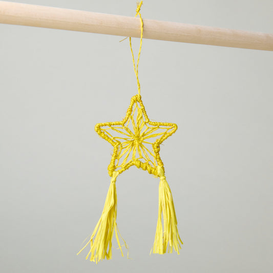 Abaca Parol Star Ornament, Yellow