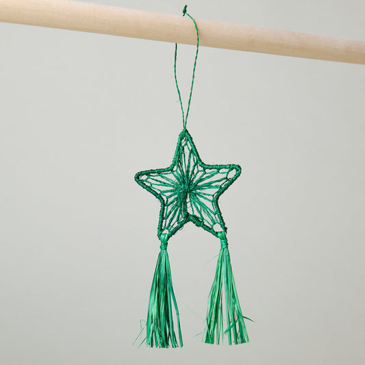 Abaca Parol Star Ornament, Green
