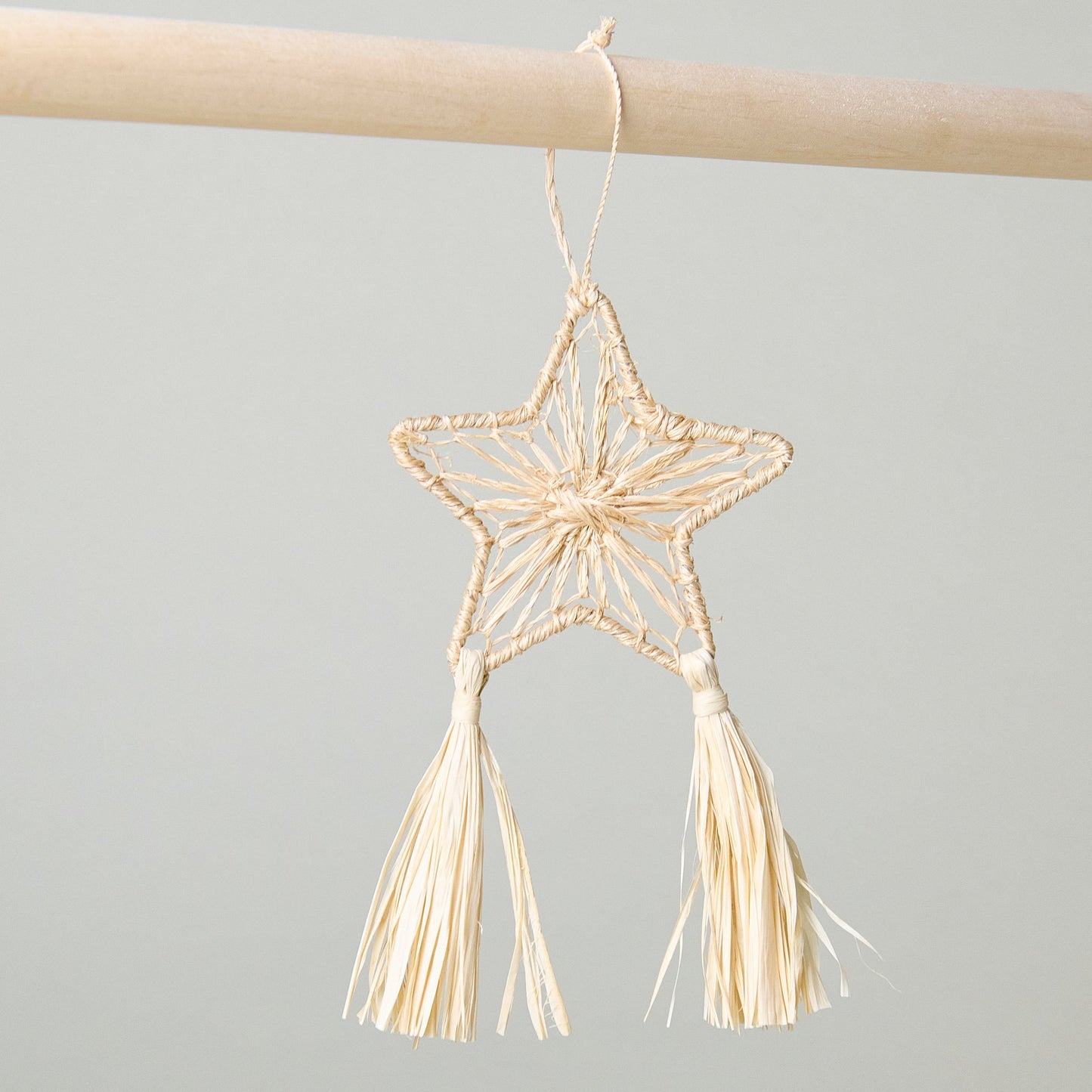 Abaca Parol Star Ornament, Natural