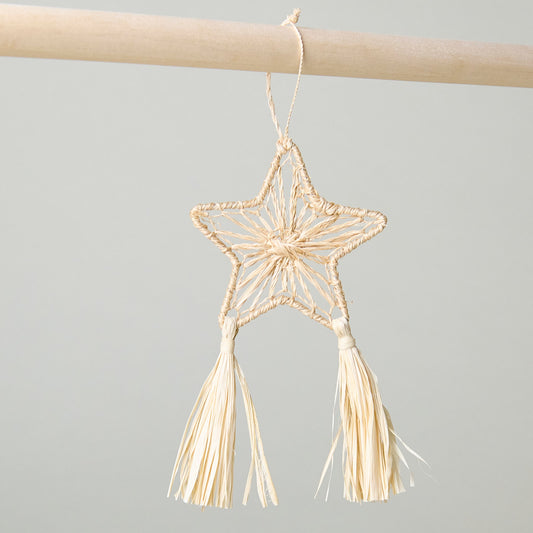Abaca Parol Star Ornament, Natural