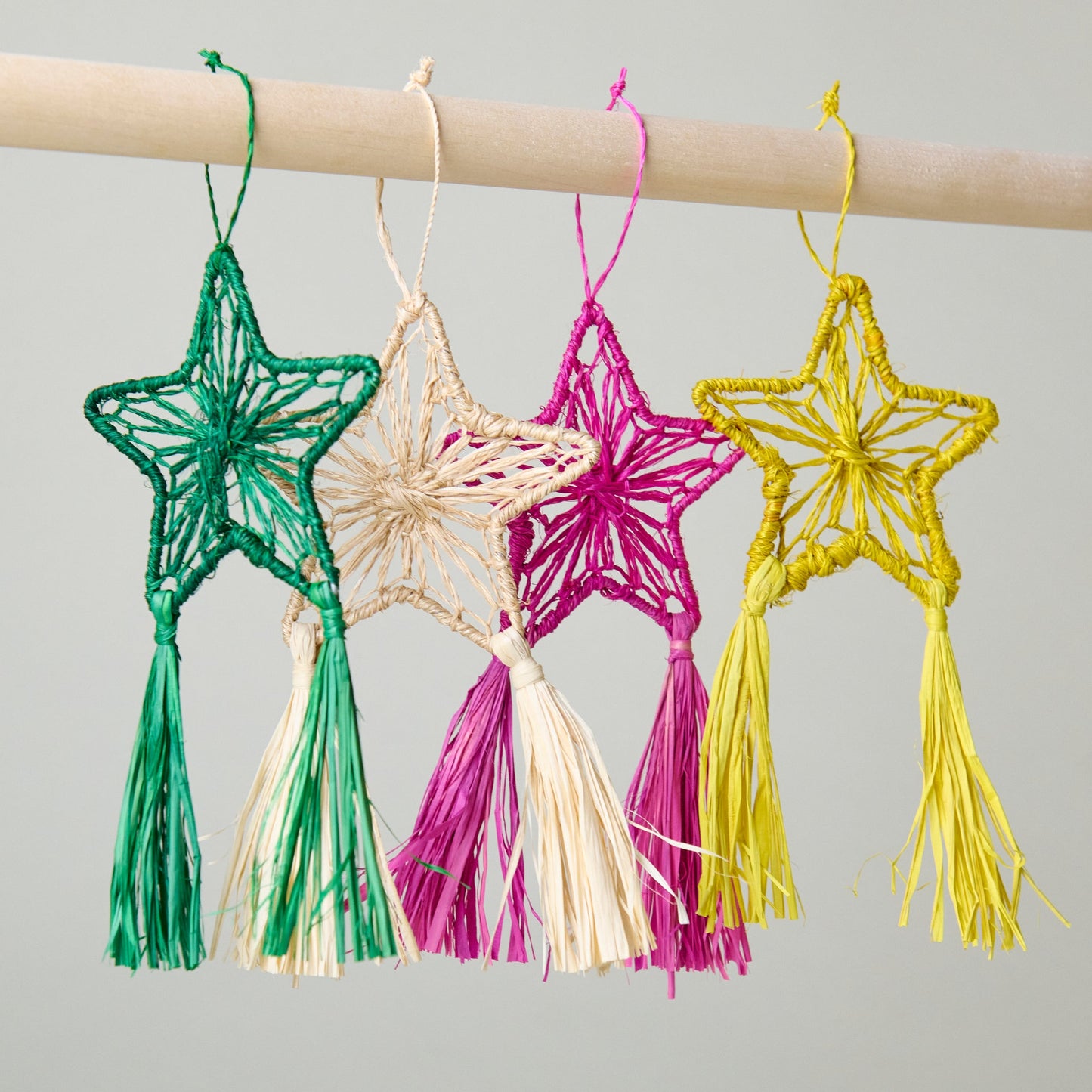 Abaca Parol Star Ornament, Pink