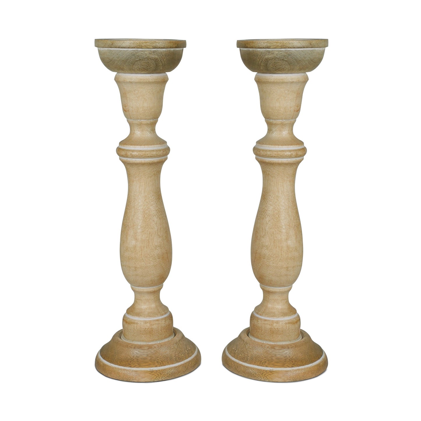 Tuli Rustic White Pillar Candleholder Set of 2