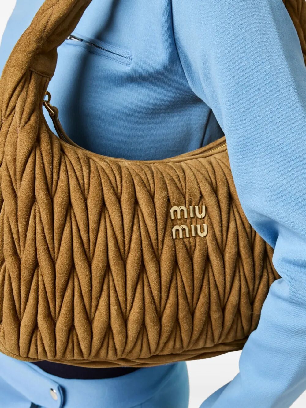 Miu Miu Women Wander Extra-Large Matelassé Suede Bag