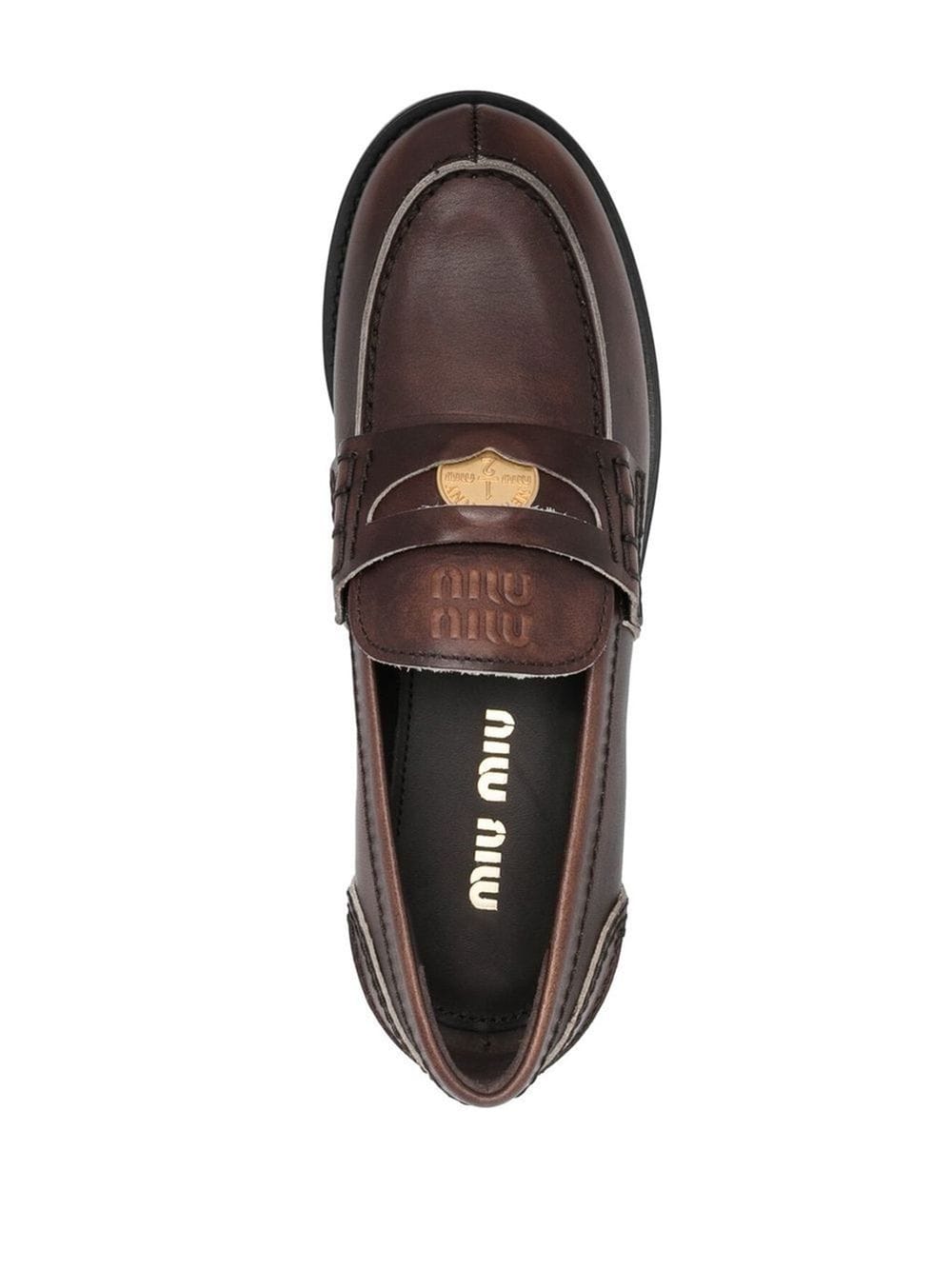 Miu Miu Women Vintage-Effect Leather Penny Loafers