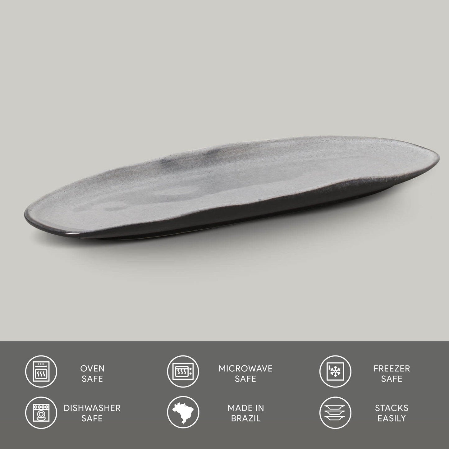 Shallow Organic Oval Platter Large Set of 4