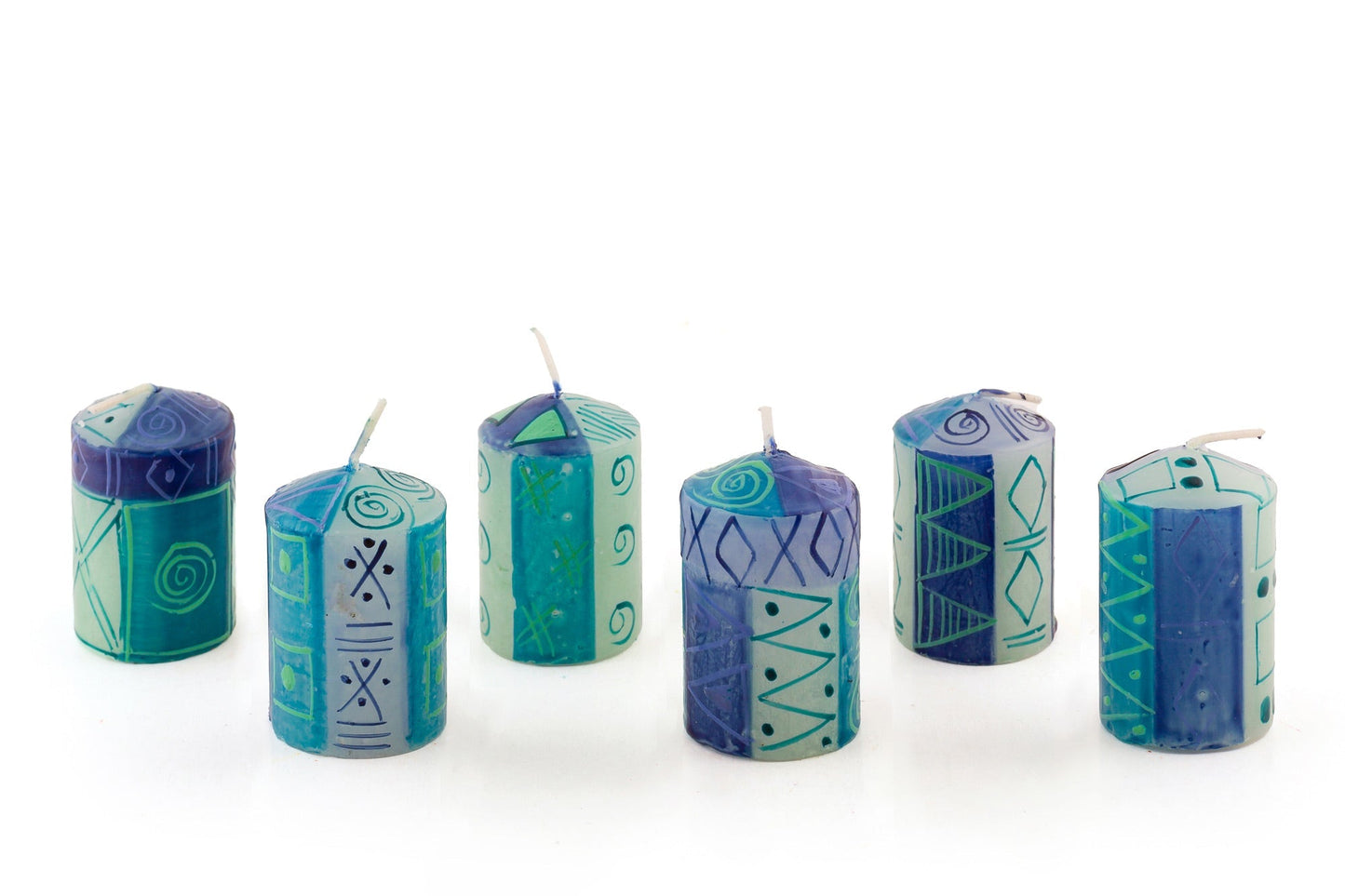 Blue & Green Painted Candles