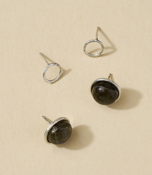 Indali Labradorite Semiprecious Stud Earrings - Set of 2