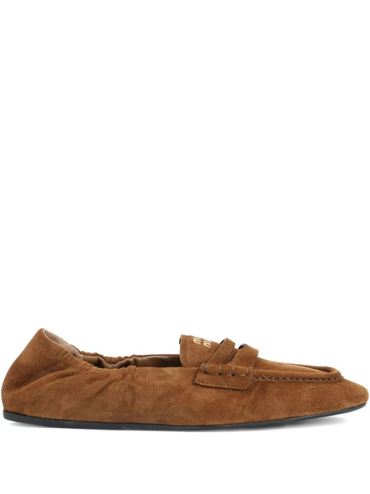 Miu Miu Women Ruches Suede Loafers