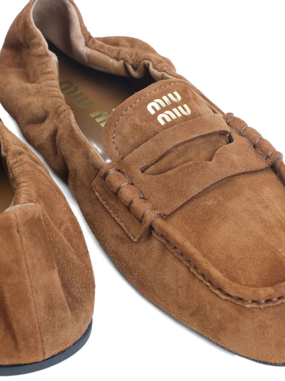Miu Miu Women Ruches Suede Loafers