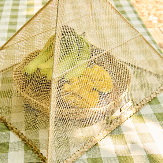Buri Abaca Foldable Food Cover with Palm Leaf Trim