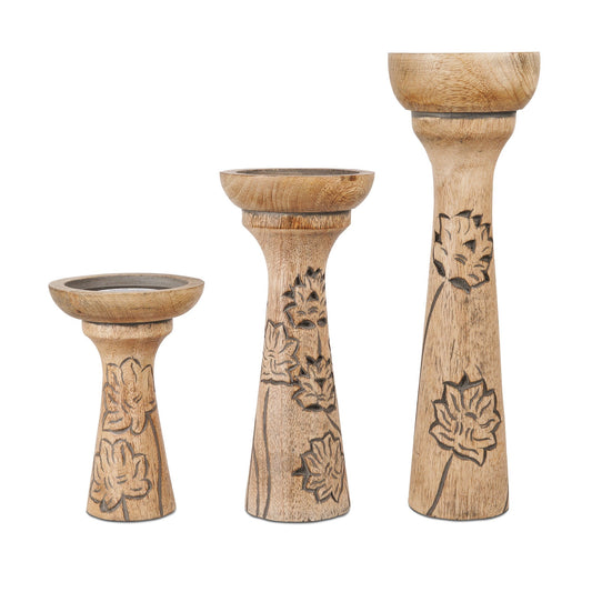Lotus Vine Natural Pillar Candleholder Set