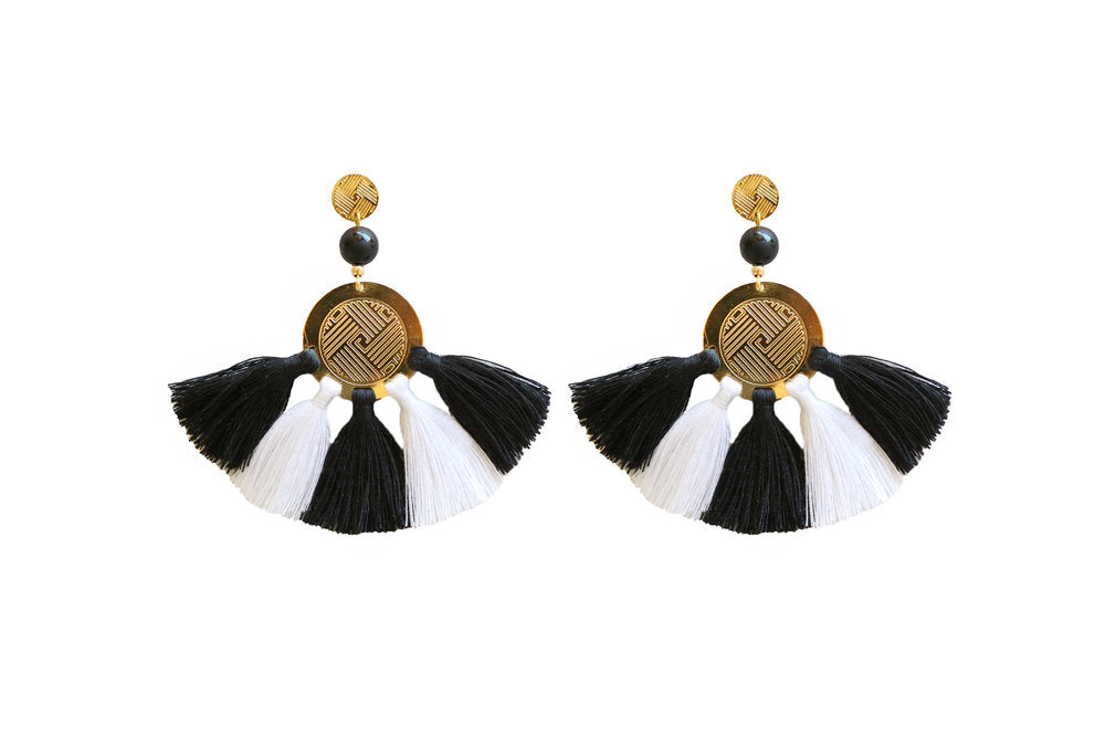 Sol Tassel Earring - Black & White