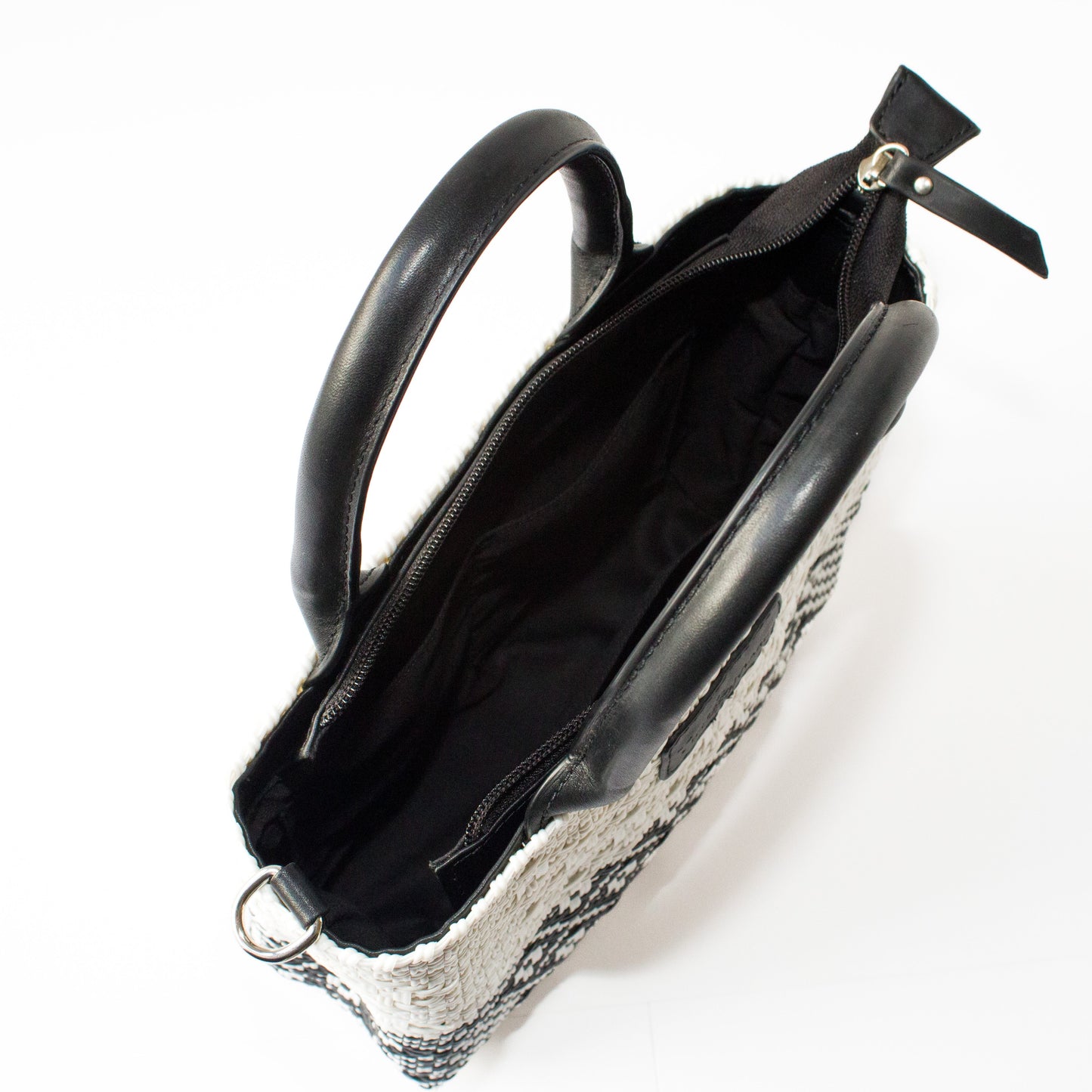 Tin Marin White Small Woven Crossbody Bag with Leather