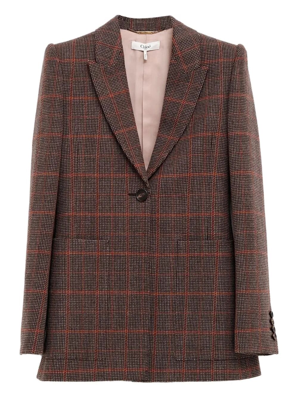 Chloe Women Check Wool Tailored Jacket