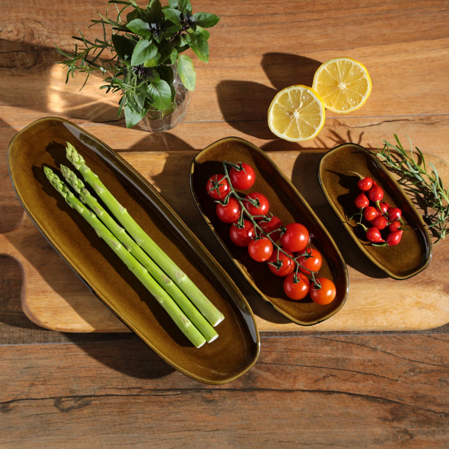 Shallow Organic Oval Platter Small Set of 4