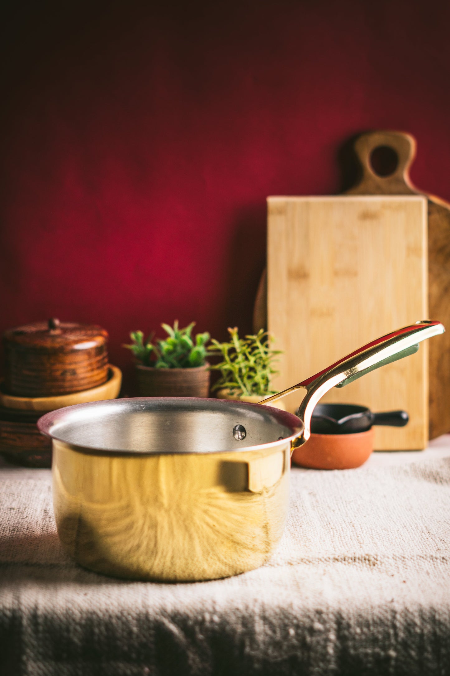 Brass Saucepan with insulated handle