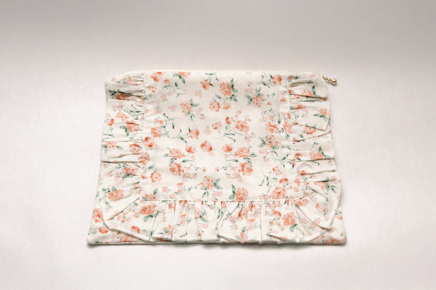 Sorrento Bloom | Timeless Floral Ruffle Zipper Pouch