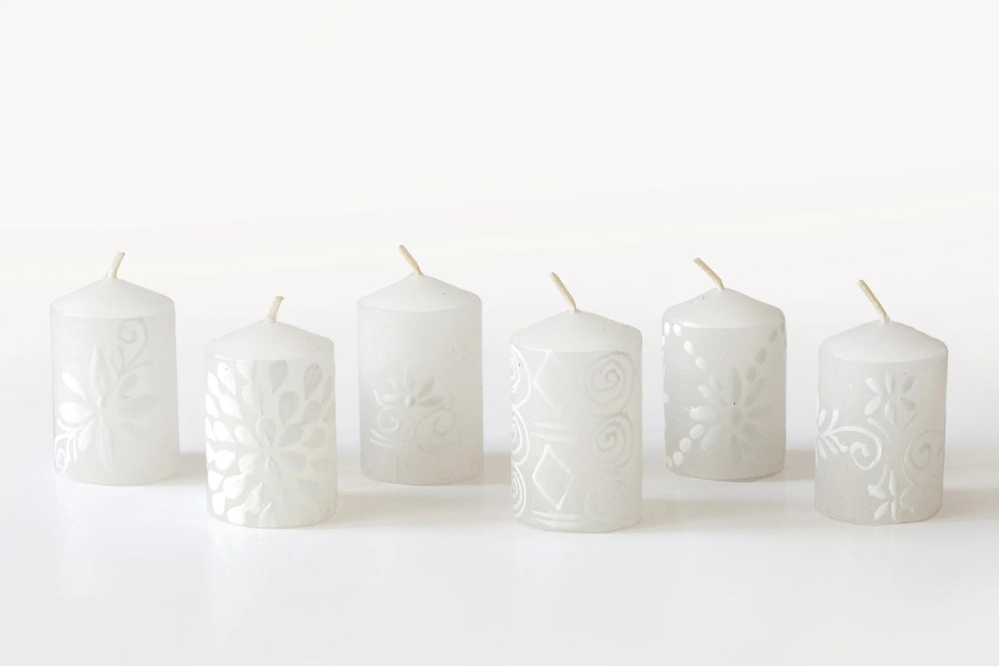 White on White Painted Candles