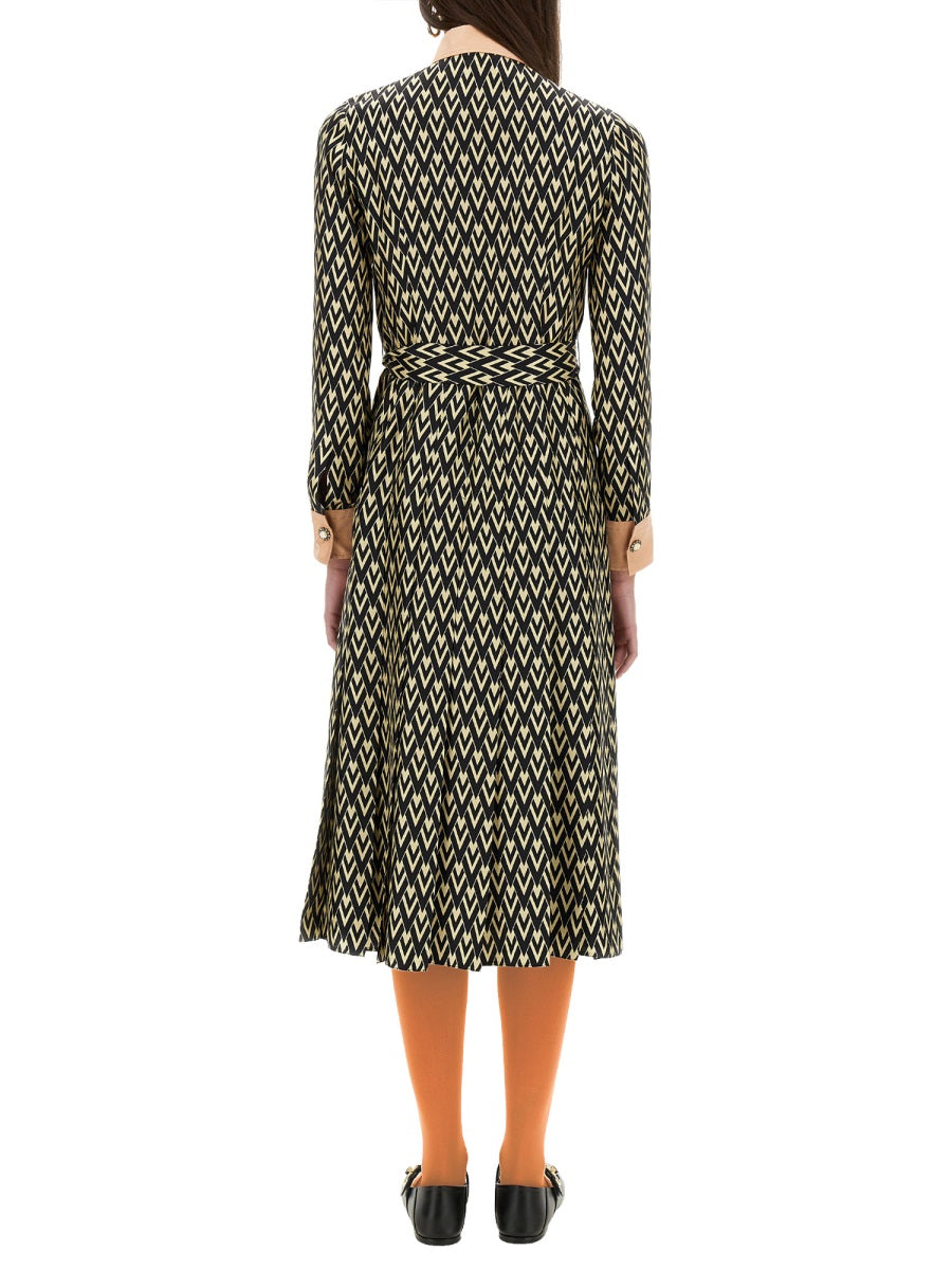 Valentino Women "Toute La V" Twill Midi Dress