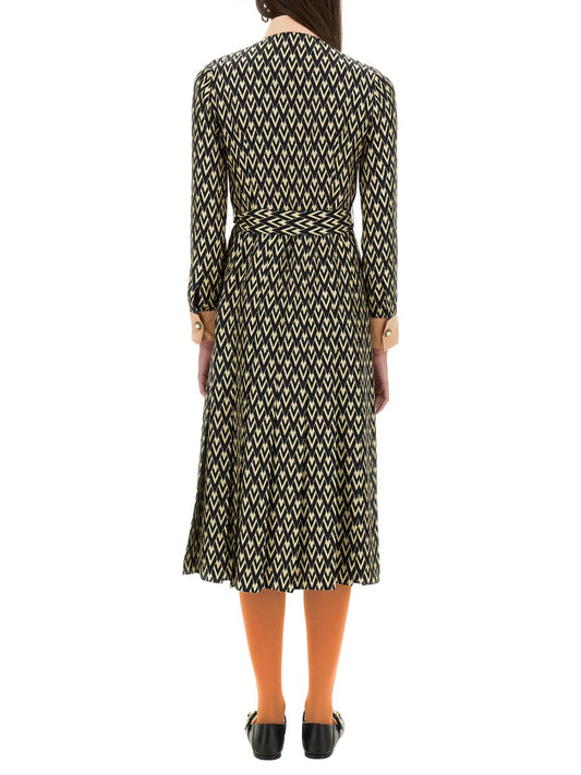 Valentino Women "Toute La V" Twill Midi Dress