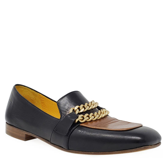 Flat Loafer Blk/Tan
