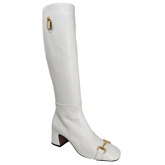 White Tall Lock Boot