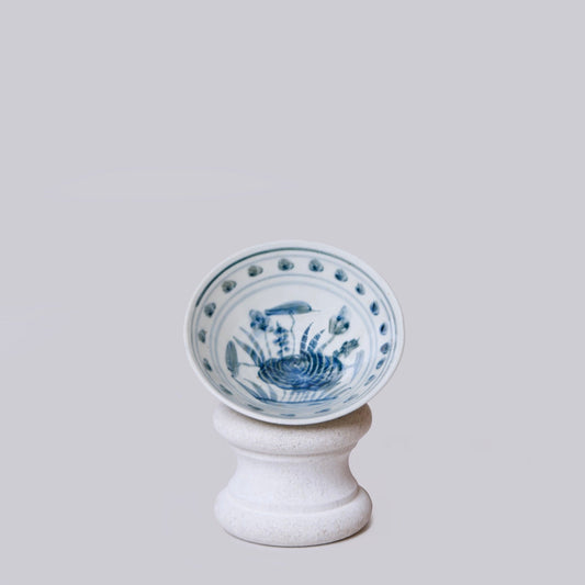 Small Blue and White Porcelain Lotus Conical Bowl
