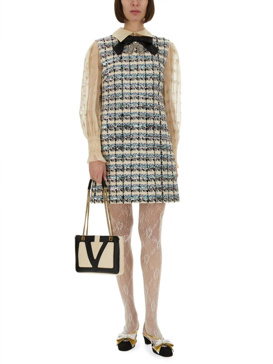 Valentino Women Embroidered Tweed Dress