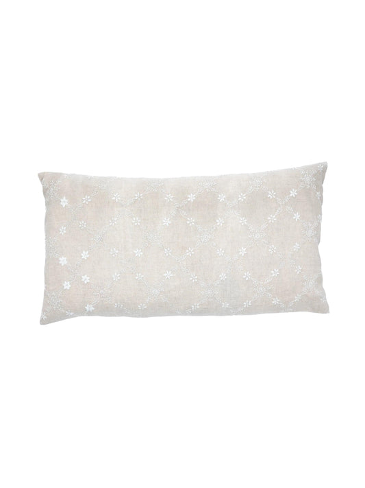 Grace Lucknow Lumbar Pillow Cover Natural Linen