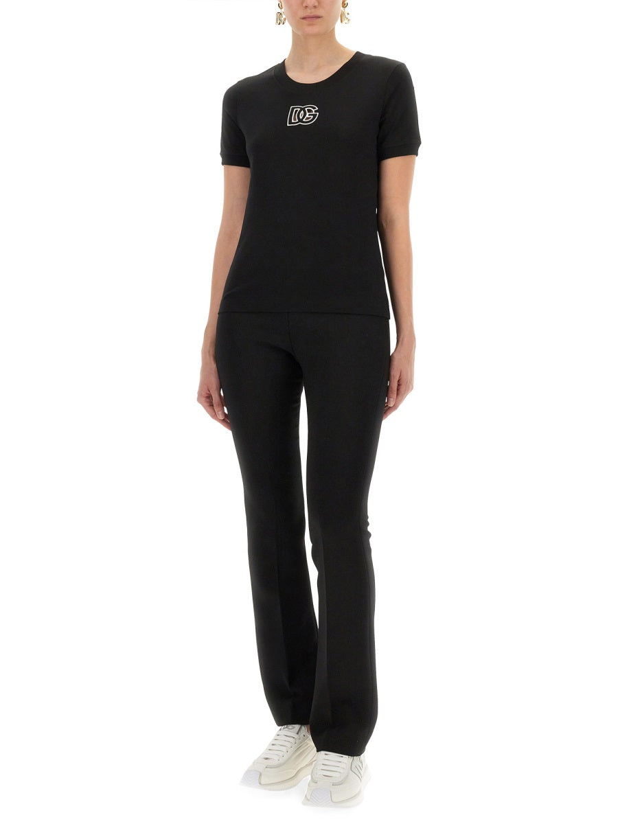 Dolce & Gabbana Women Jersey T-Shirt With Dg Logo Embroidery