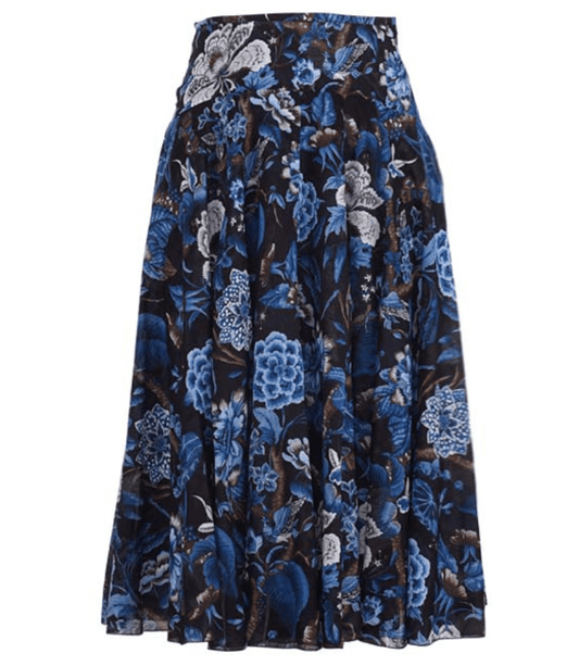 Aster Skirt W/ Yoke Black Blue Midi Skirt