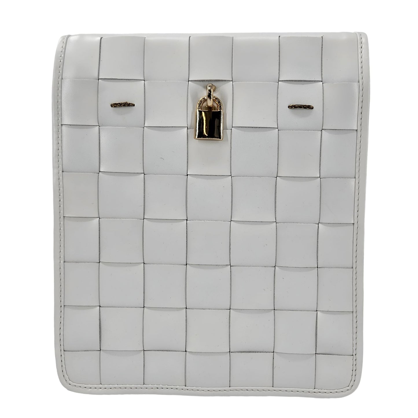 Woven Leather White Crossbody Bag