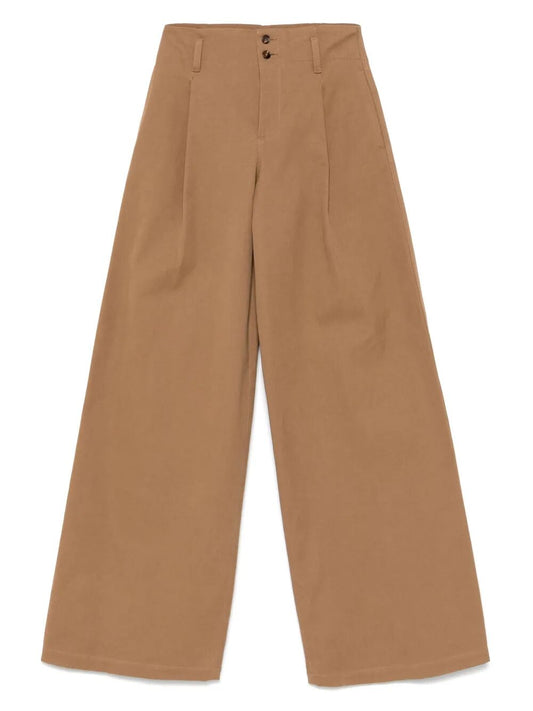 Chloe Women High-Rise And Wide-Leg Cotton Canvas Trousers