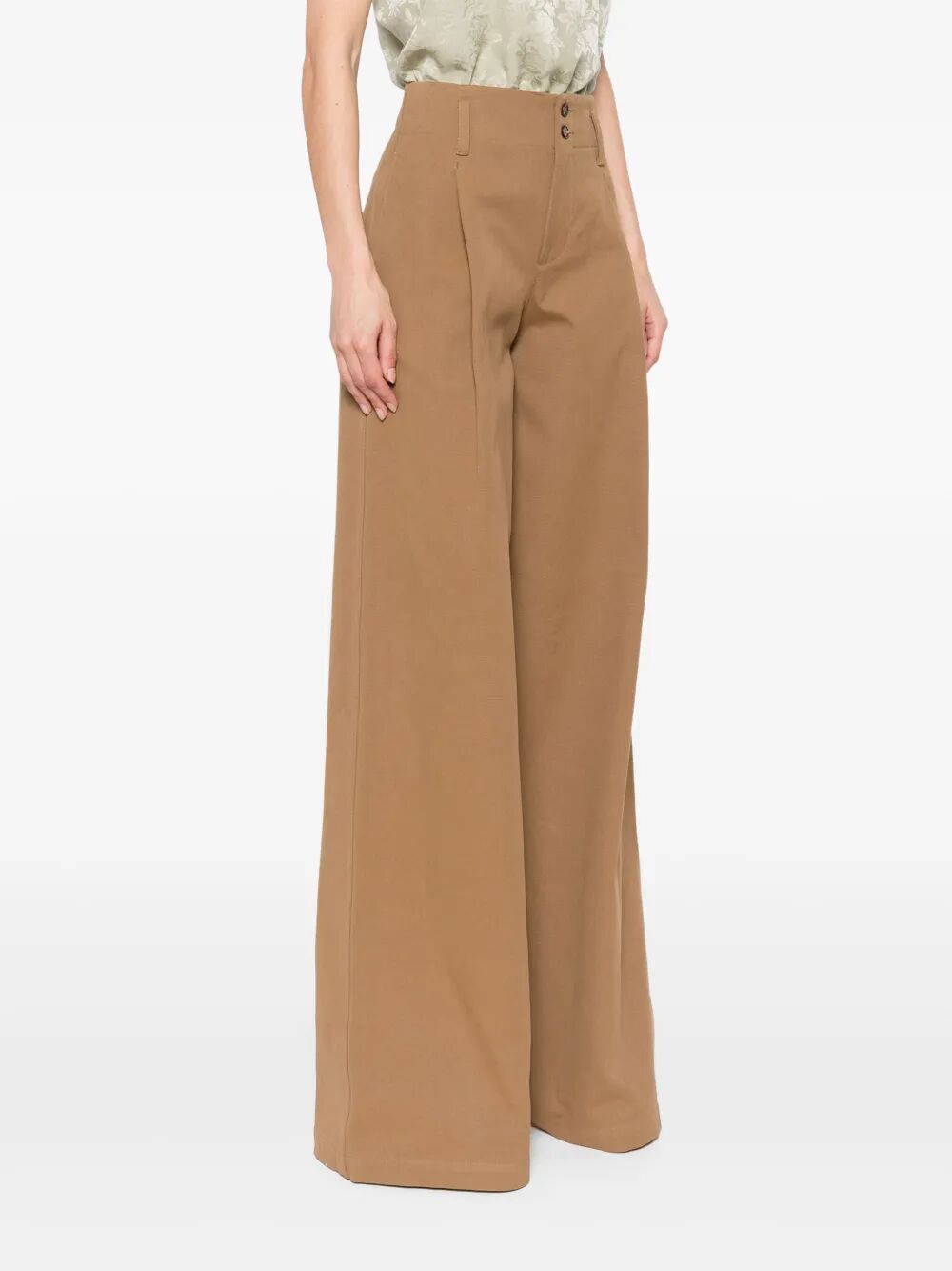 Chloe Women High-Rise And Wide-Leg Cotton Canvas Trousers