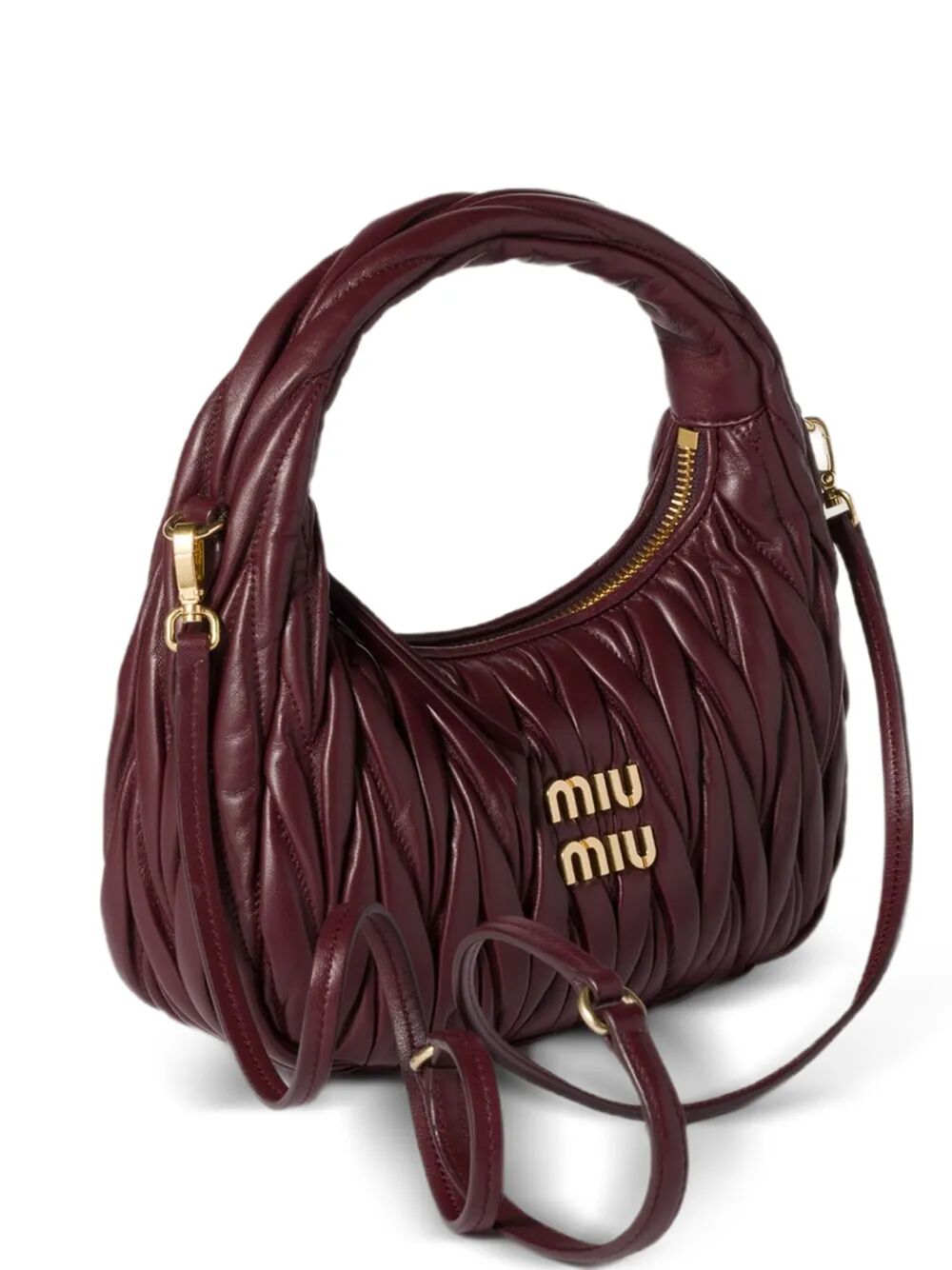 Miu Miu Women Wander Matelassé Nappa Leather Small Hobo Bag