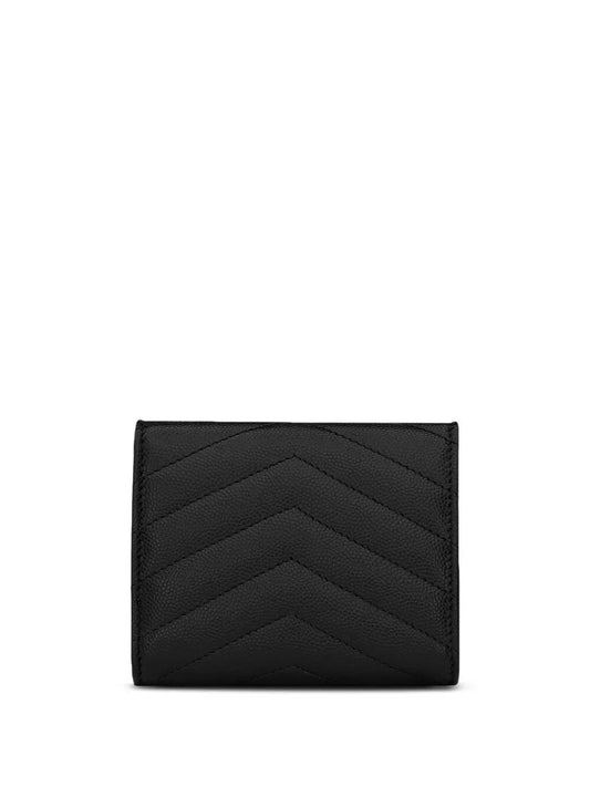 Saint Laurent Women Cassandre Matelassé Tri-Fold Wallet In Grain De Poudre Leather