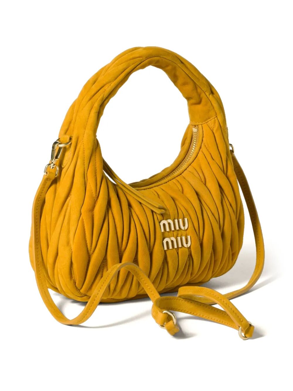 Miu Miu Women Small Wander Matelassé Suede Bag