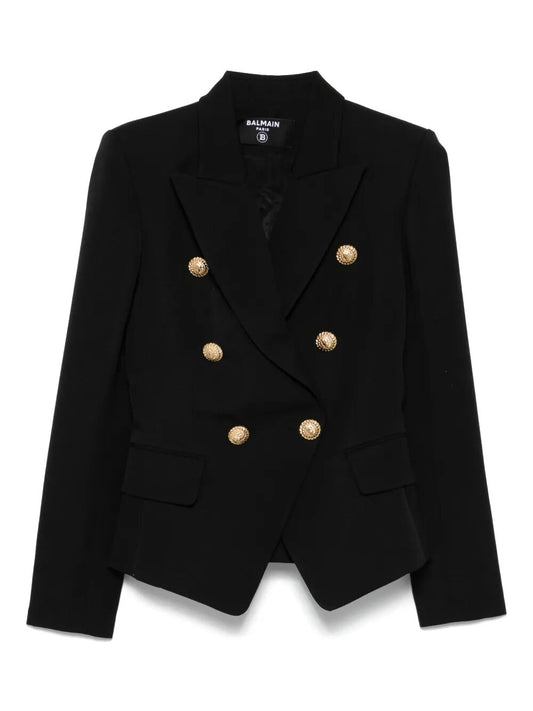 Balmain Women Double-Breasted Wool Fitted Jacket