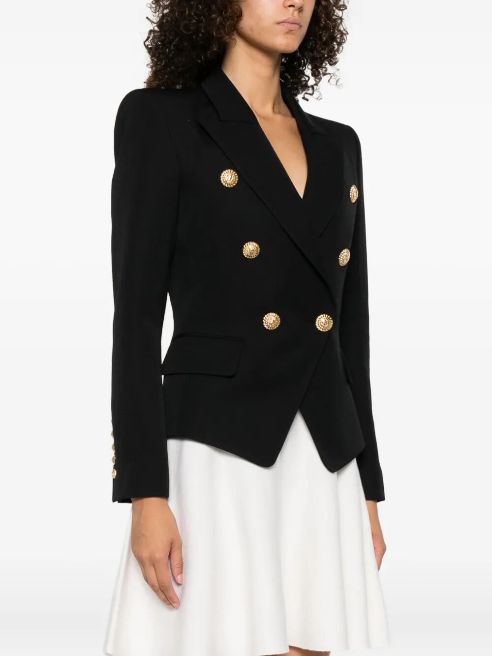 Balmain Women Double-Breasted Wool Fitted Jacket