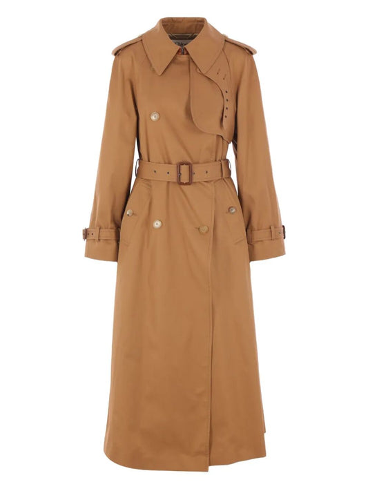 Chloe Women Cotton Gabardine Belted Long Trench Coat