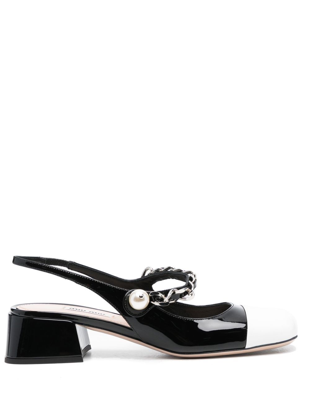 Miu Miu Women Slingback Bicolore In Vernice