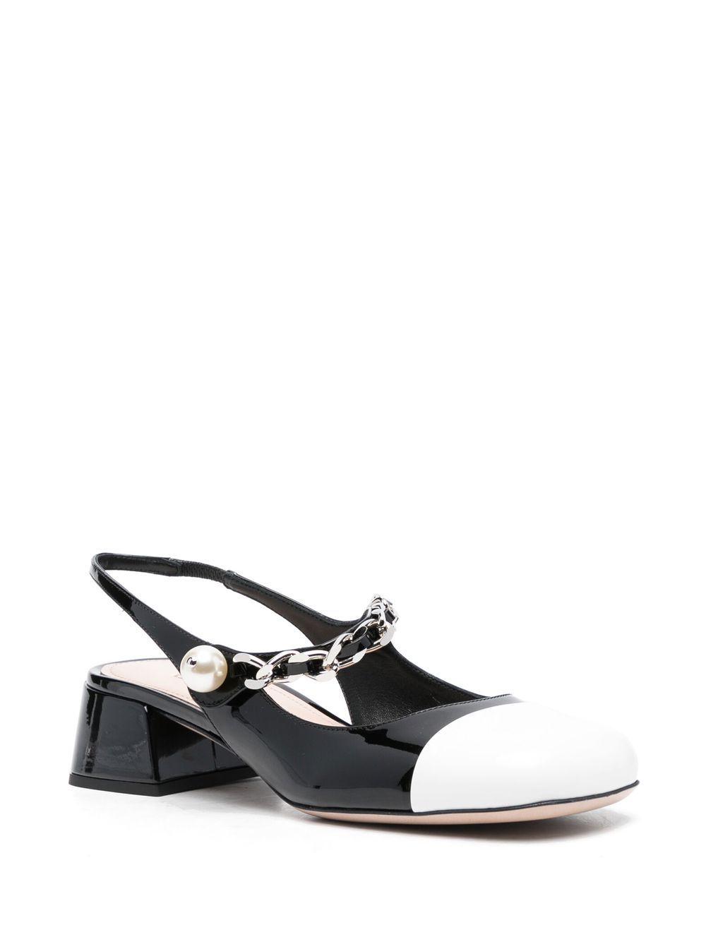 Miu Miu Women Slingback Bicolore In Vernice