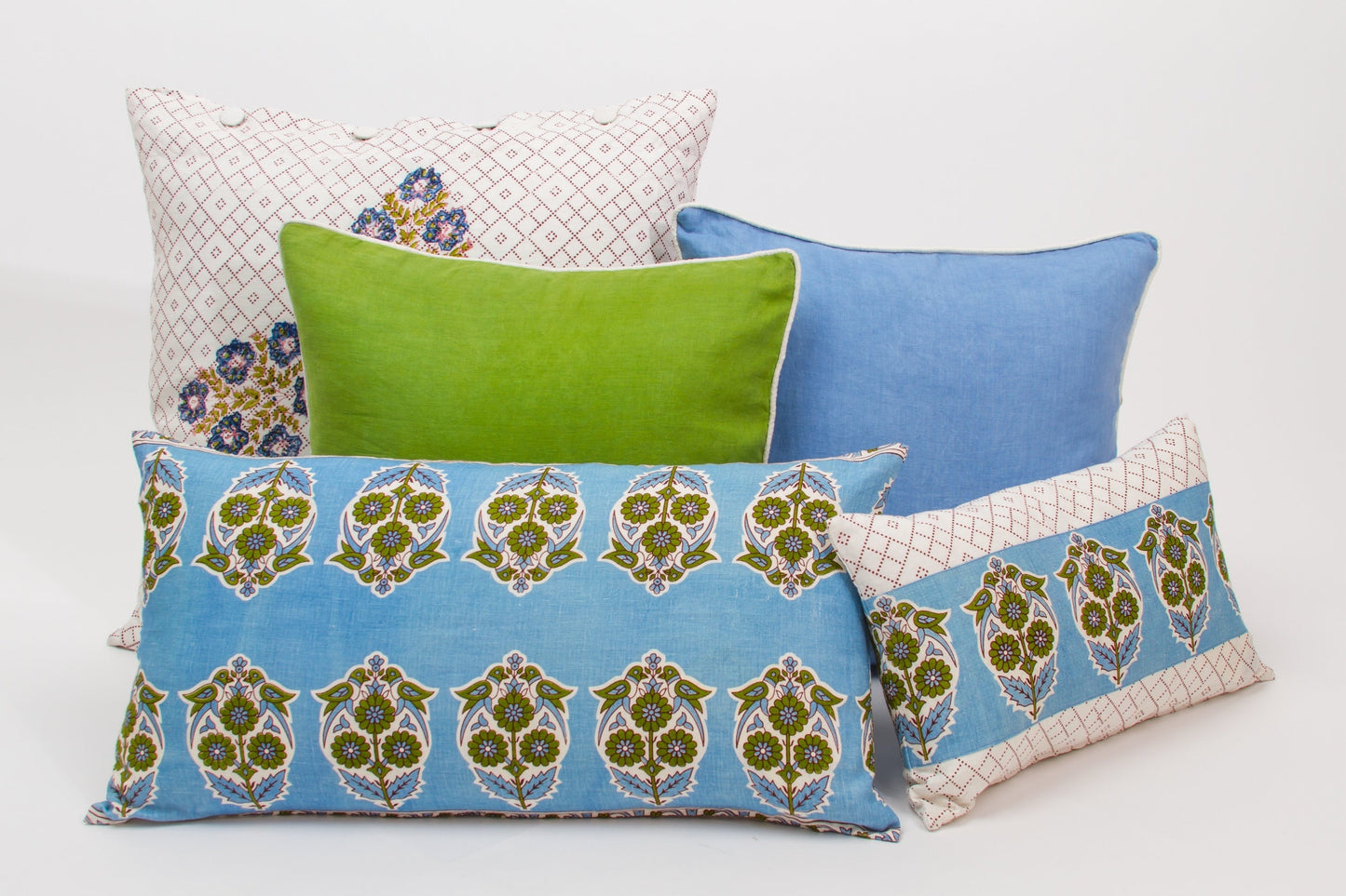 Parakeets Blue/Green Lumbar Pillow Cover