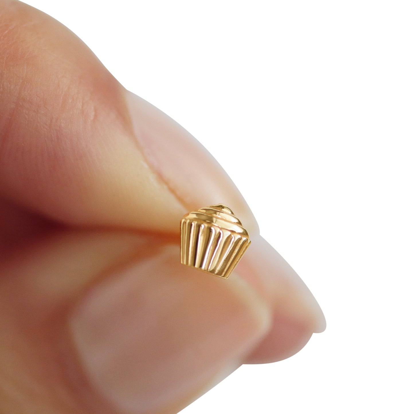 14K Yellow Gold Cupcake Stud